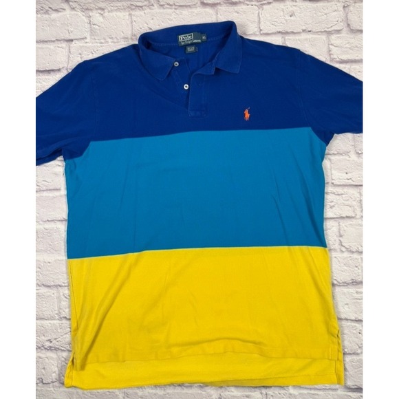 Polo Ralph Lauren Mens Golf Shirt Pique Fabric Size XL Color Block Short Sleeve‎ - Picture 2 of 11